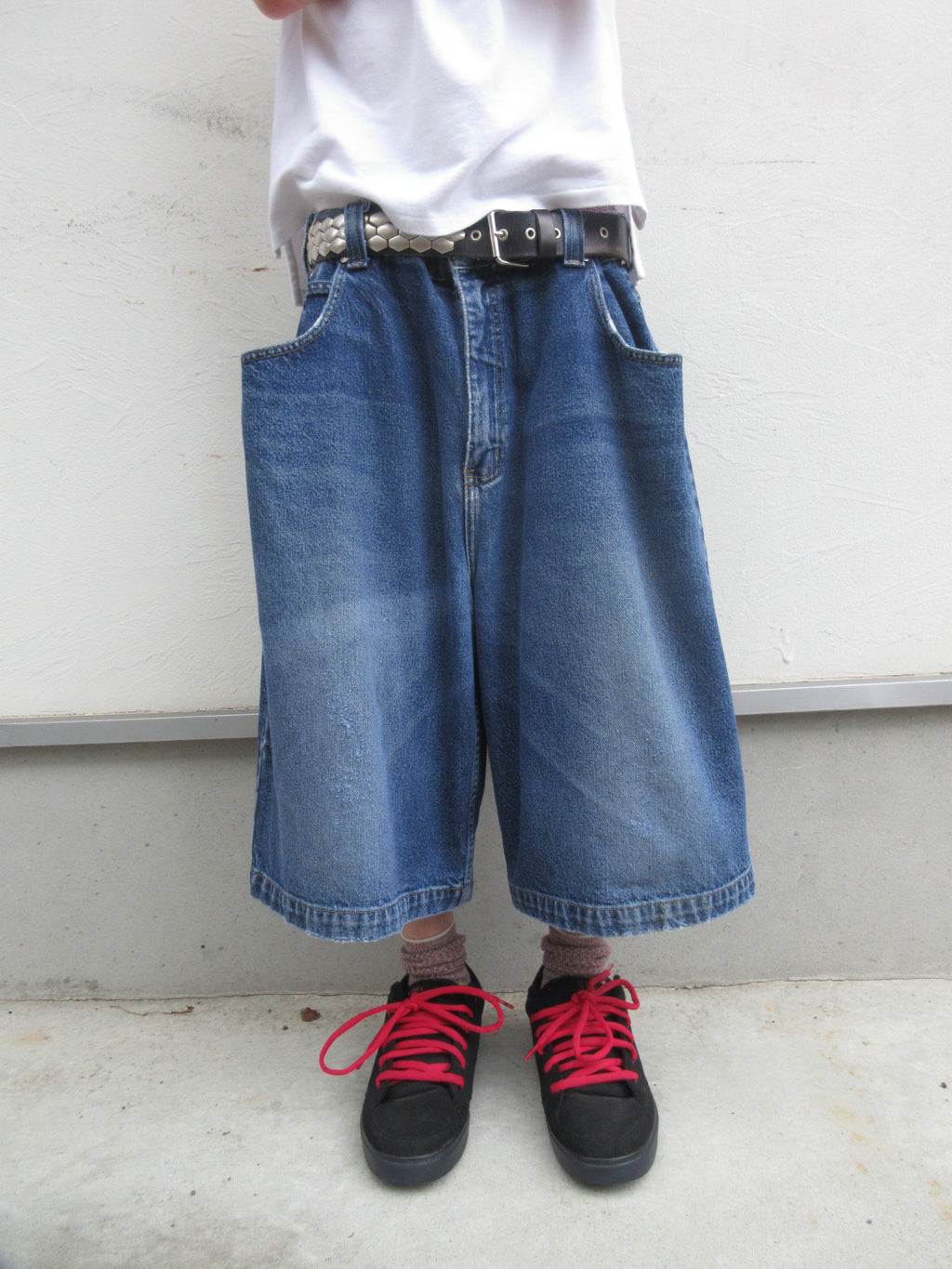 90~00s Anchor Blue BAGGY Jorts