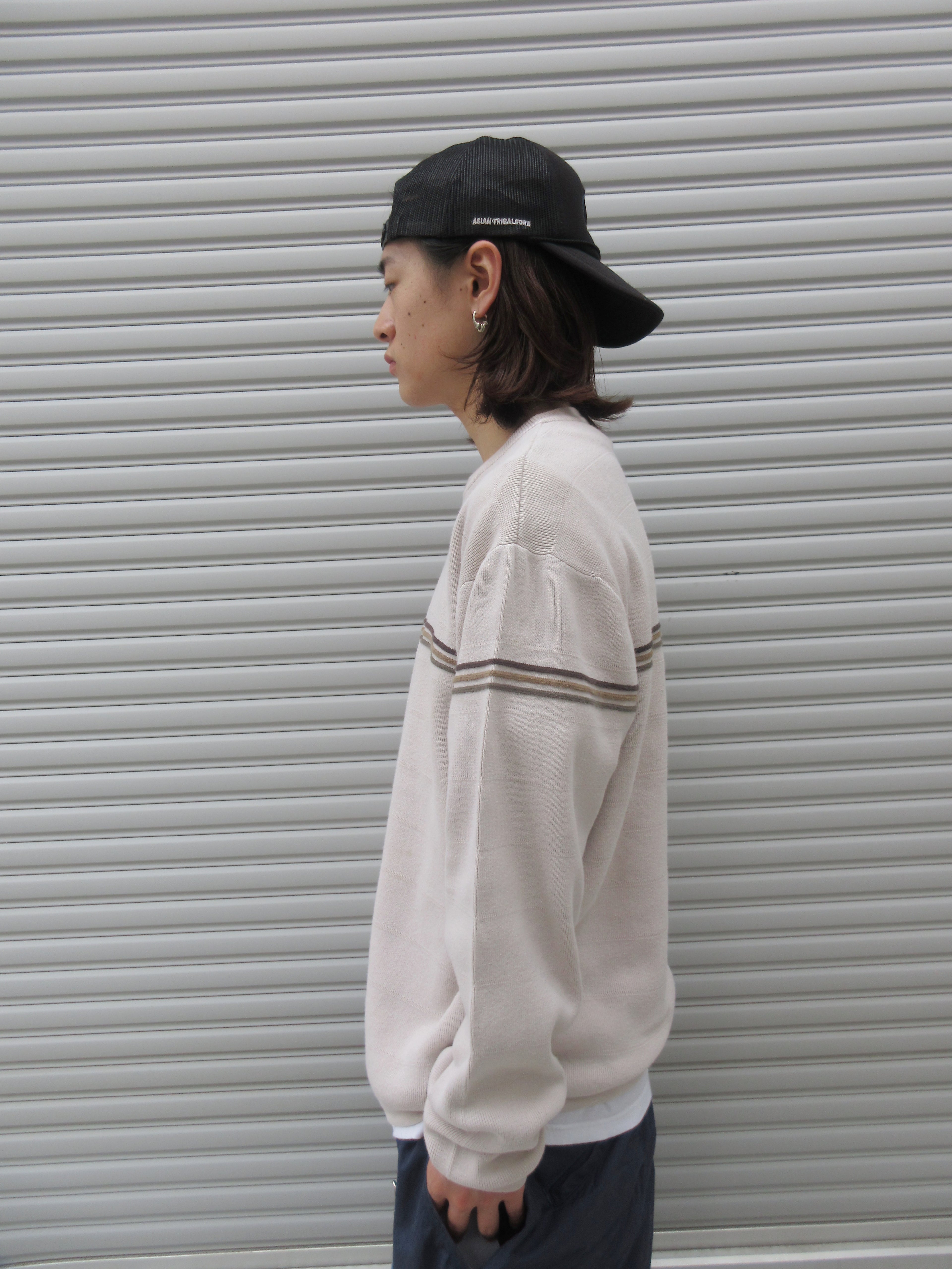 00s ROUTE66 Border Lining Knit Sweater