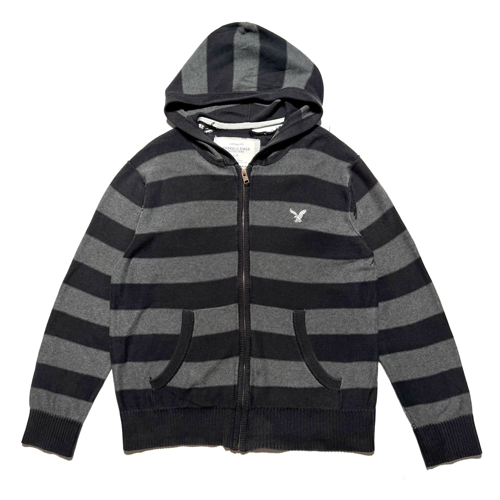 10s AMERICAN EAGLE Zipup Striped Knit Hoodie