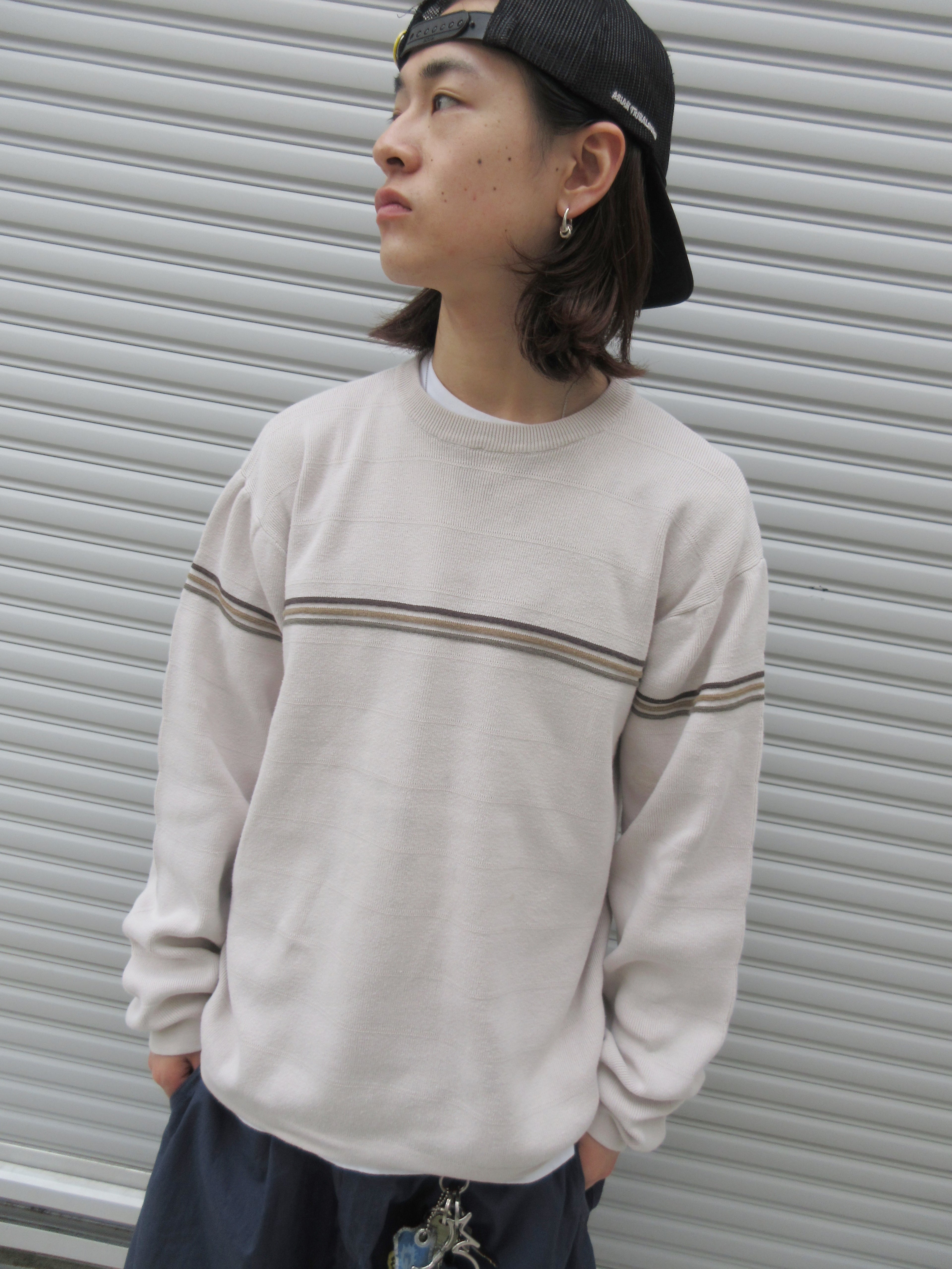 00s ROUTE66 Border Lining Knit Sweater