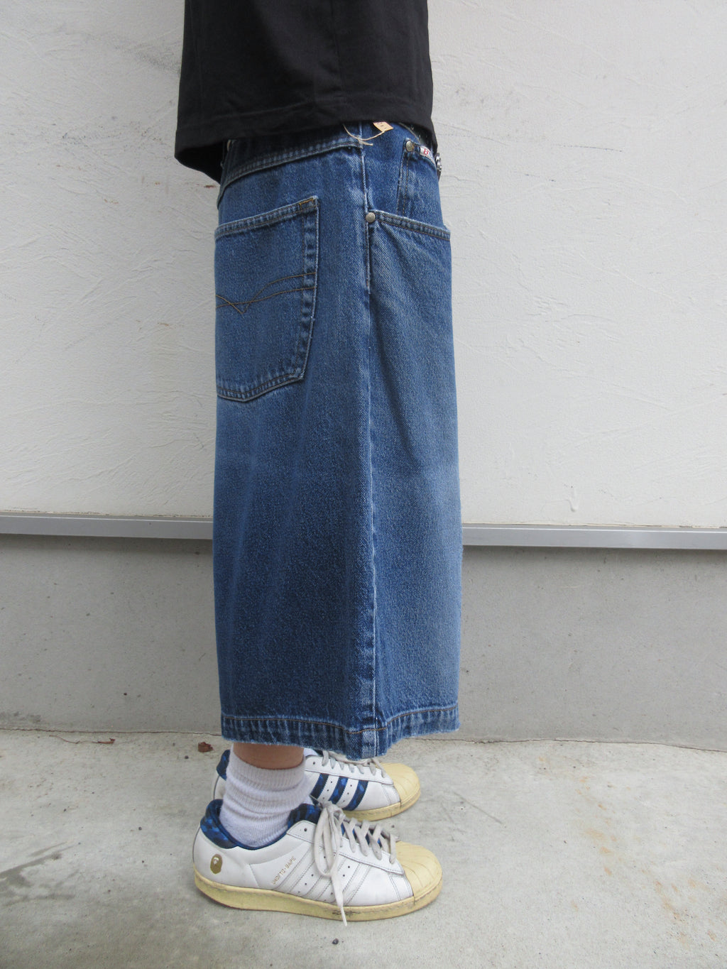 90~00s Anchor Blue BAGGY Jorts