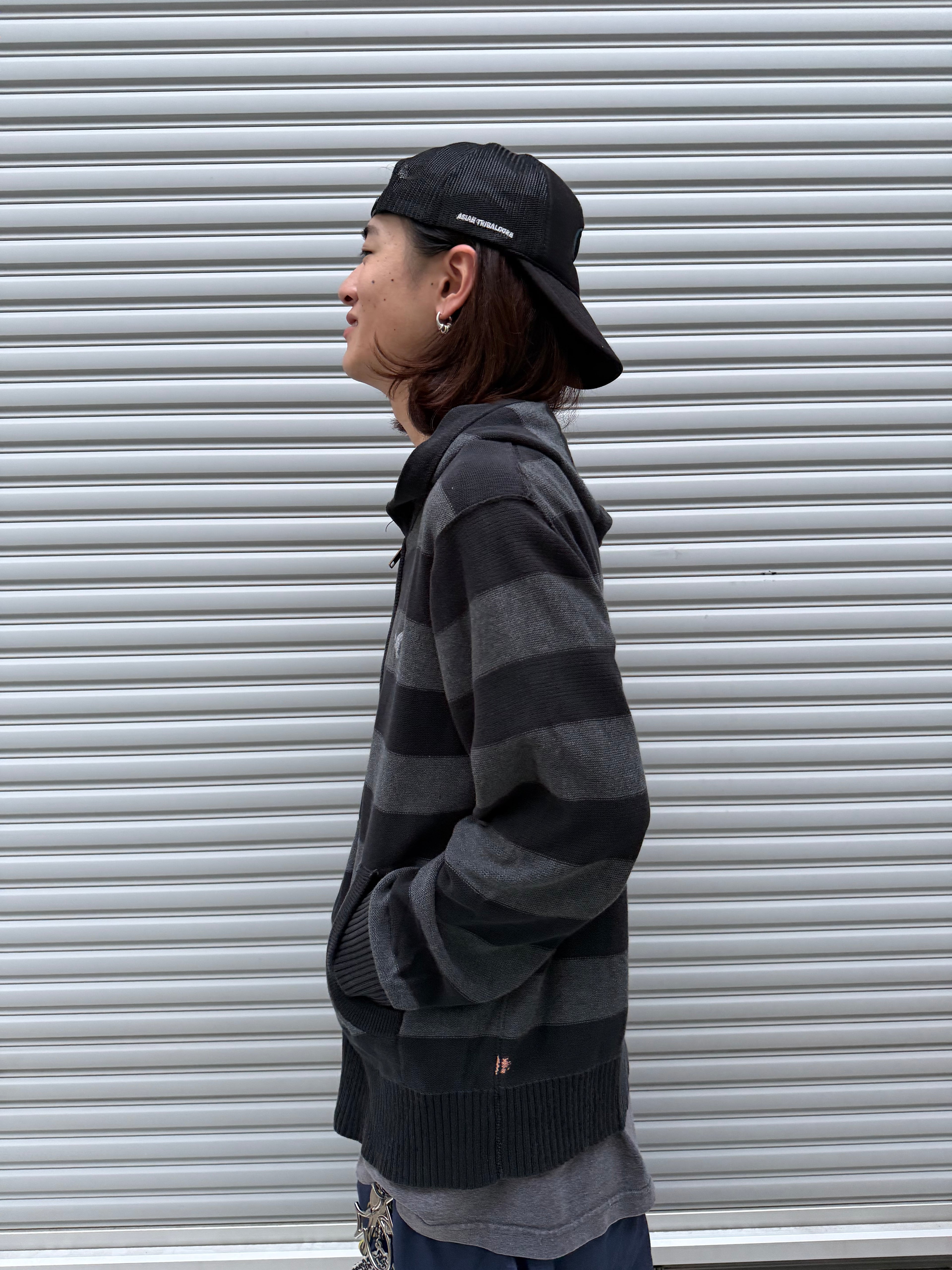 10s AMERICAN EAGLE Zipup Striped Knit Hoodie