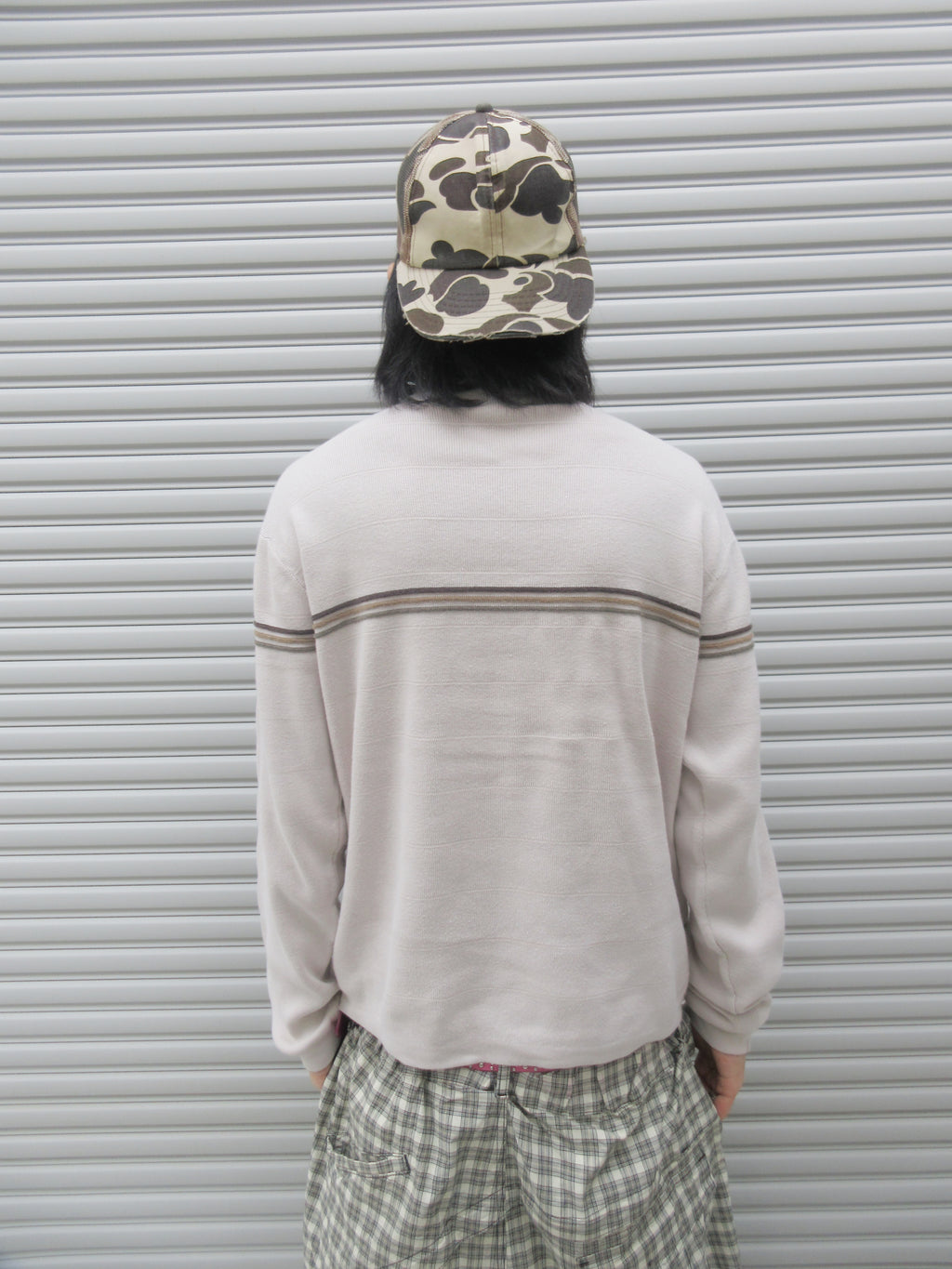 00s ROUTE66 Border Lining Knit Sweater