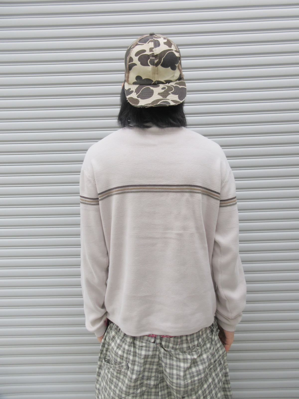 00s ROUTE66 Border Lining Knit Sweater