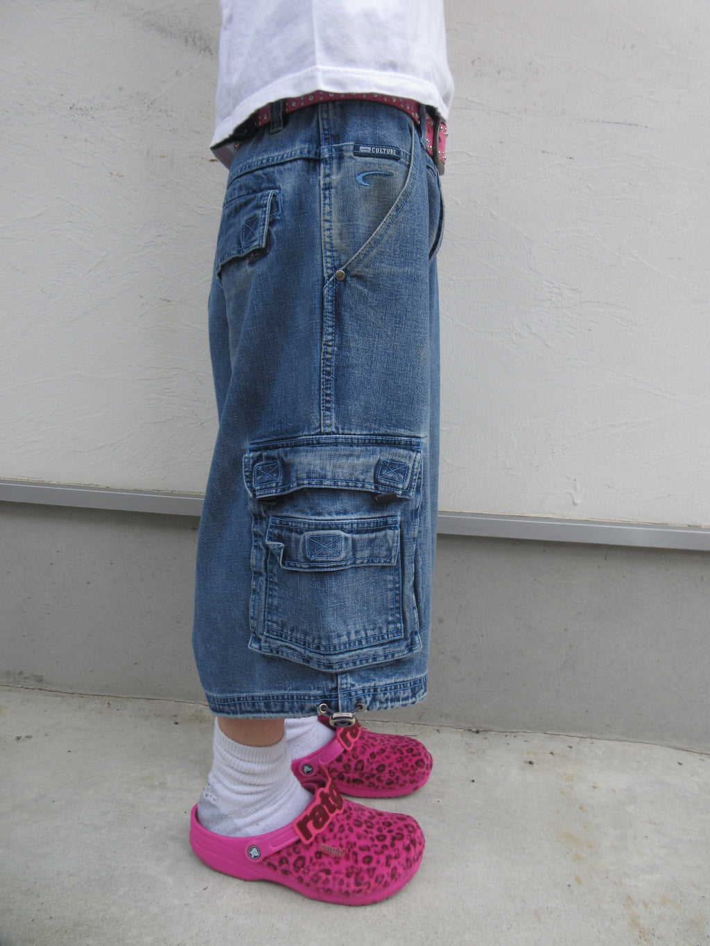 90~00s CULTURE JEANS Super Baggy Cargo Denim Shorts