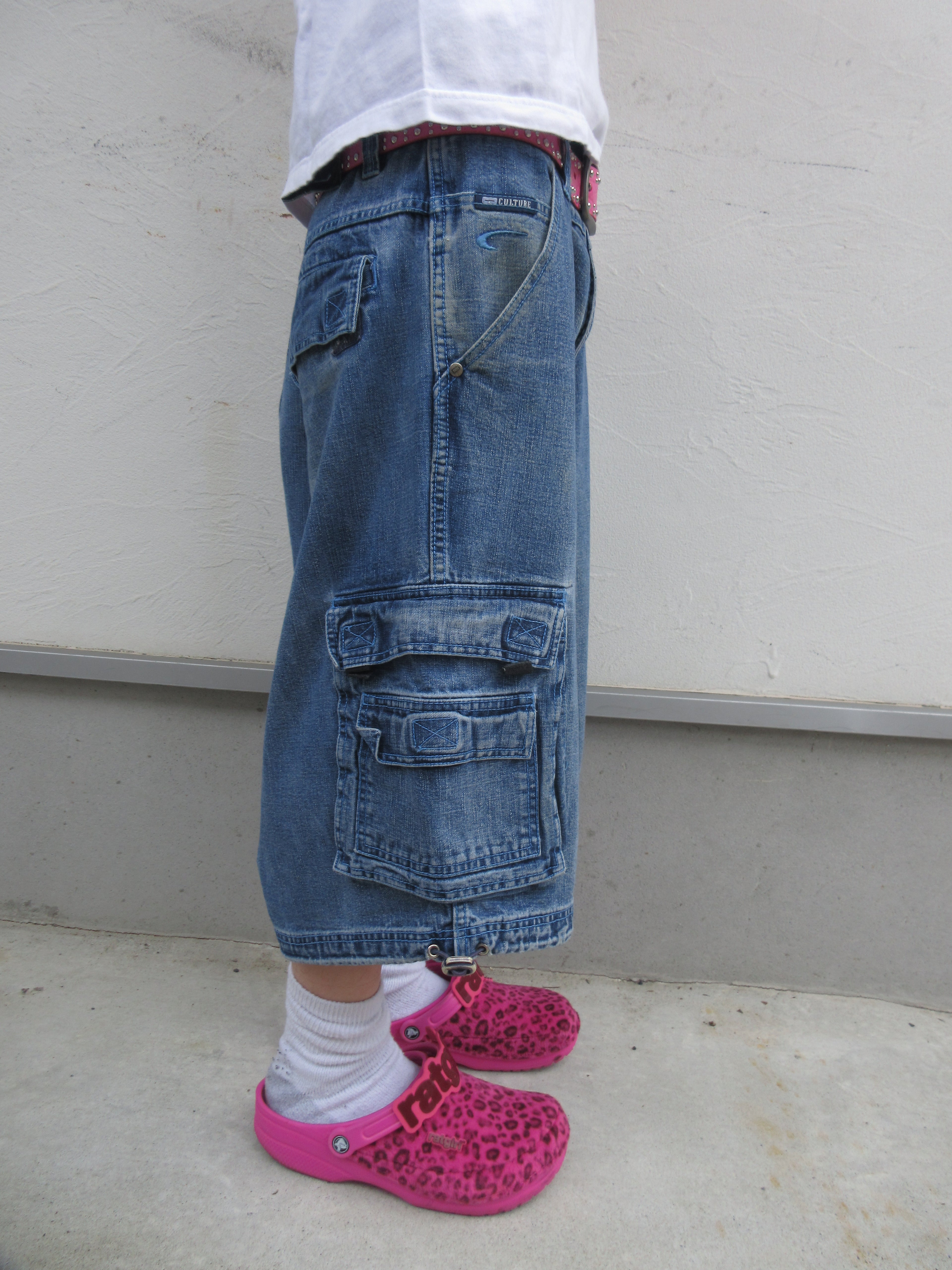 90~00s CULTURE JEANS Super Baggy Cargo Denim Shorts