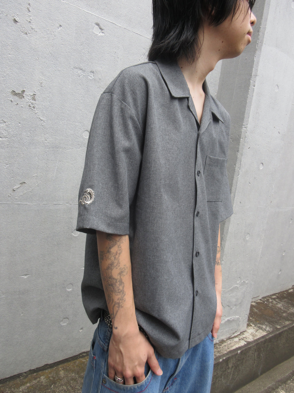 90s KIK WEAR Open Collar Shirt