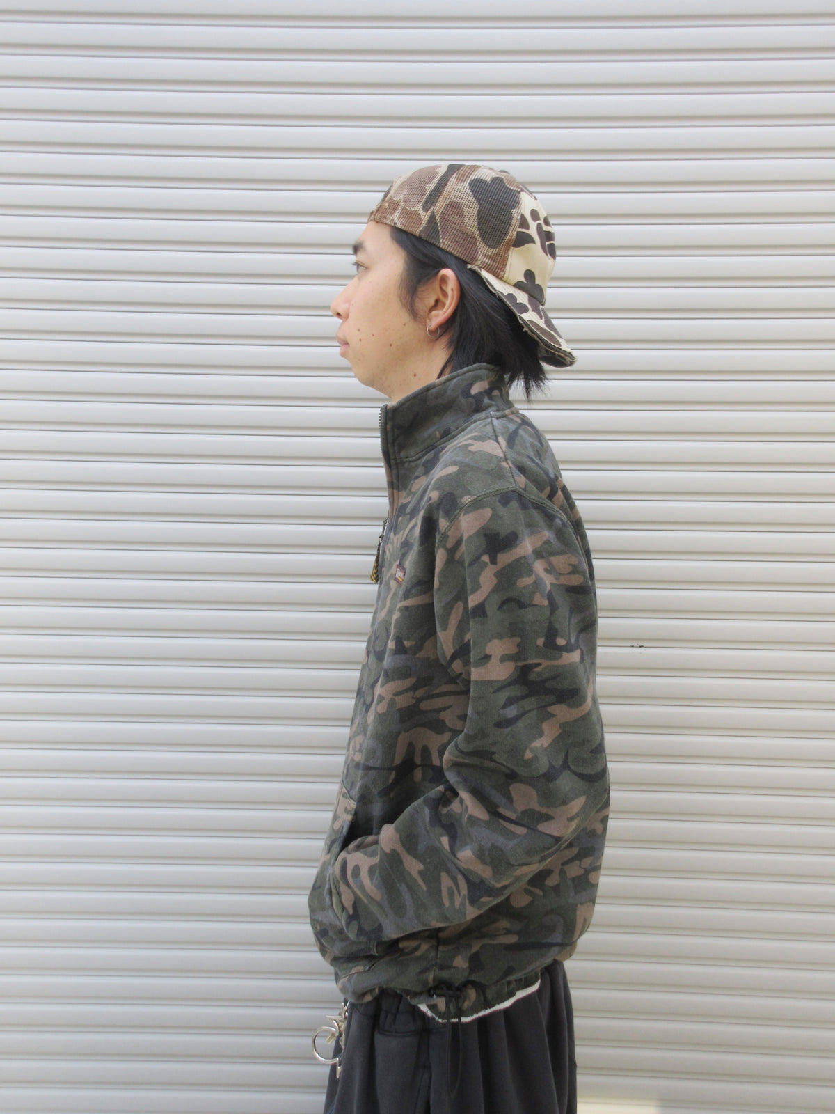 90~00s NO BOUNDARIES Half Zip Camo Sweat Shirts