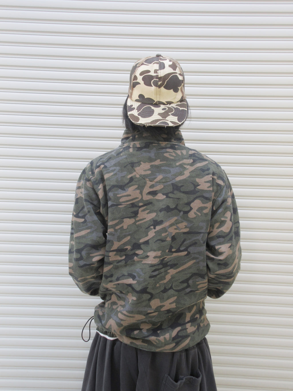 90~00s NO BOUNDARIES Half Zip Camo Sweat Shirts