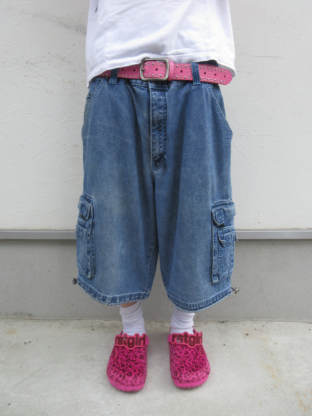90~00s CULTURE JEANS Super Baggy Cargo Denim Shorts