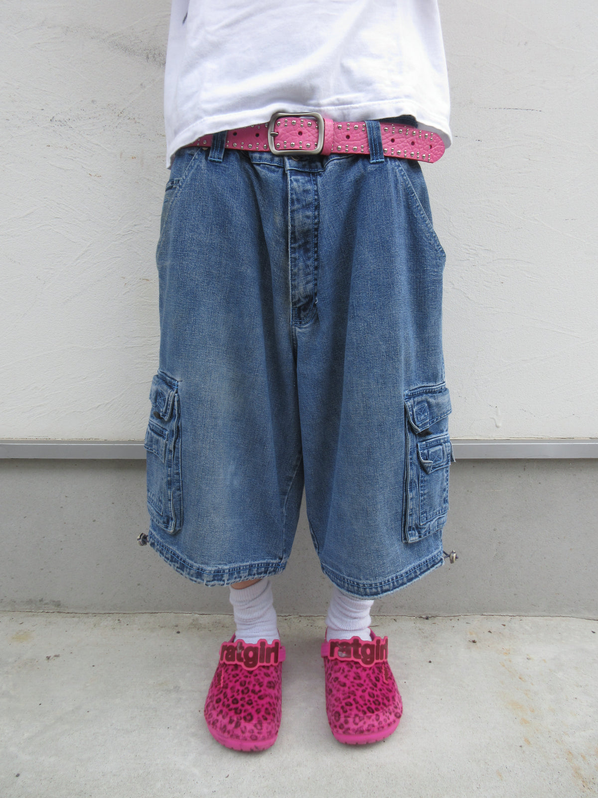 90~00s CULTURE JEANS Super Baggy Cargo Denim Shorts