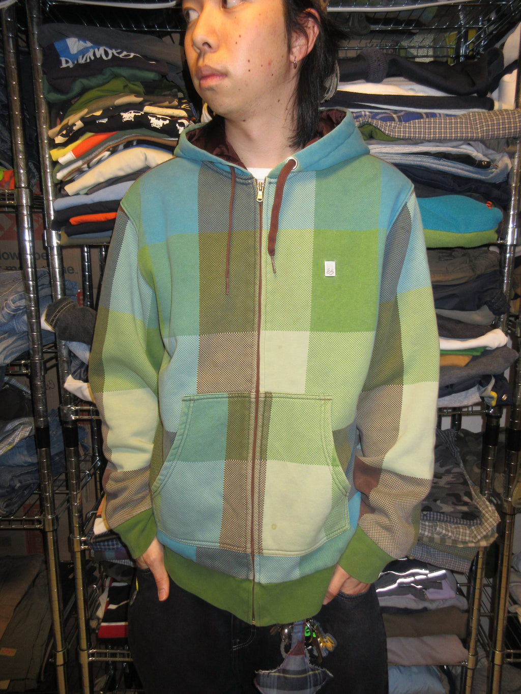 00s ES Design Check Zip-up Hoodie