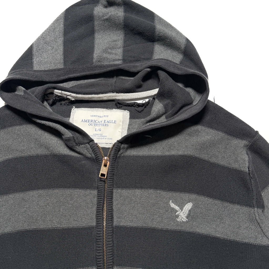 10s AMERICAN EAGLE Zipup Striped Knit Hoodie