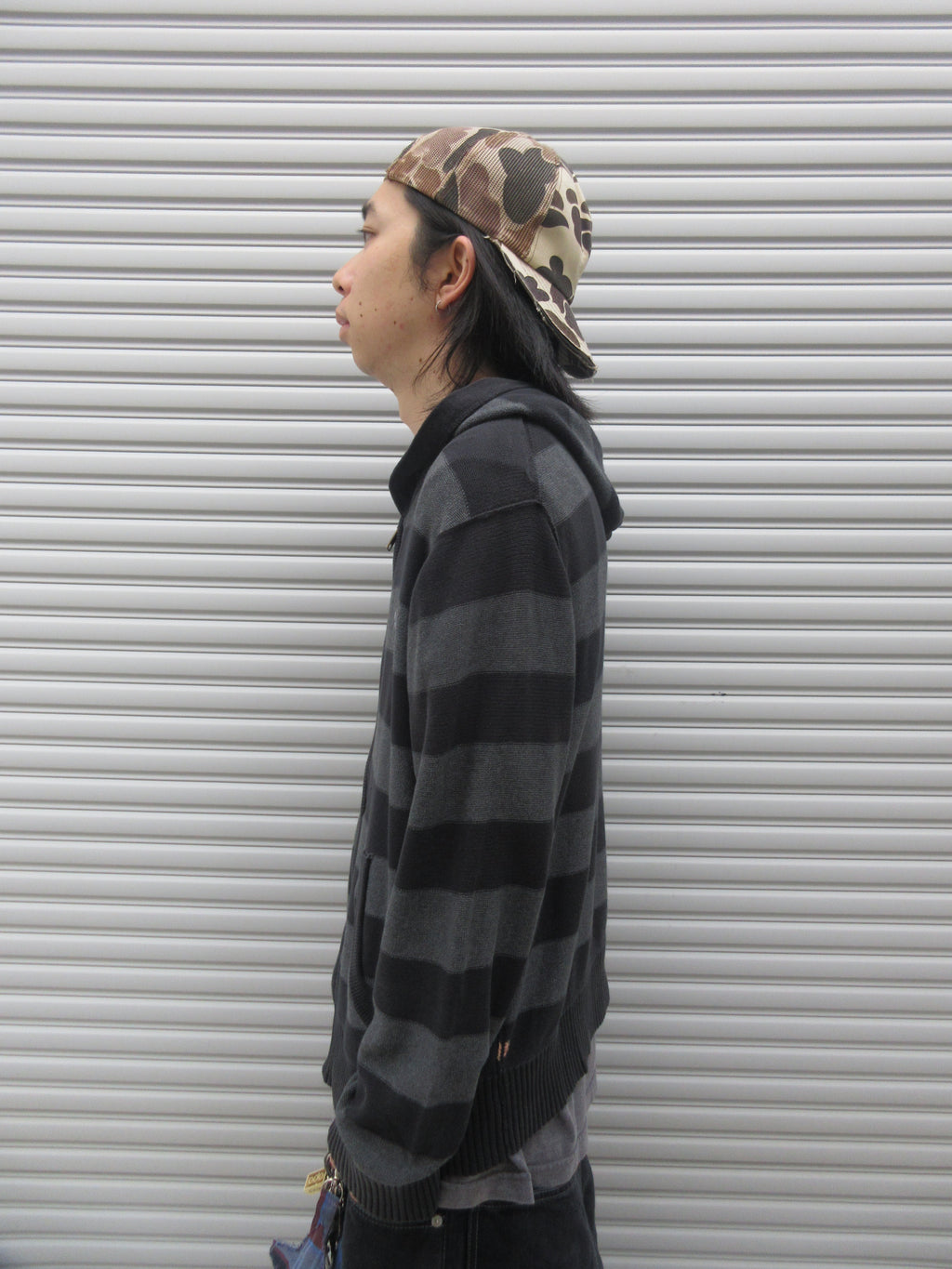 10s AMERICAN EAGLE Zipup Striped Knit Hoodie
