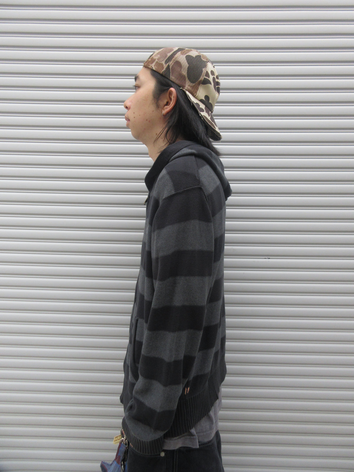 10s AMERICAN EAGLE Zipup Striped Knit Hoodie