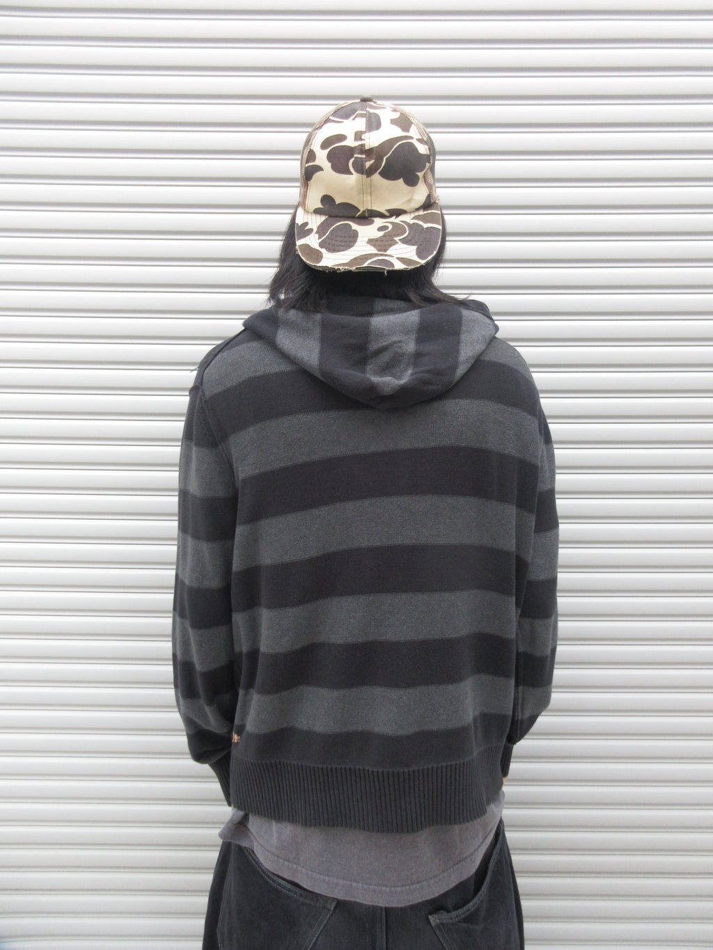 10s AMERICAN EAGLE Zipup Striped Knit Hoodie