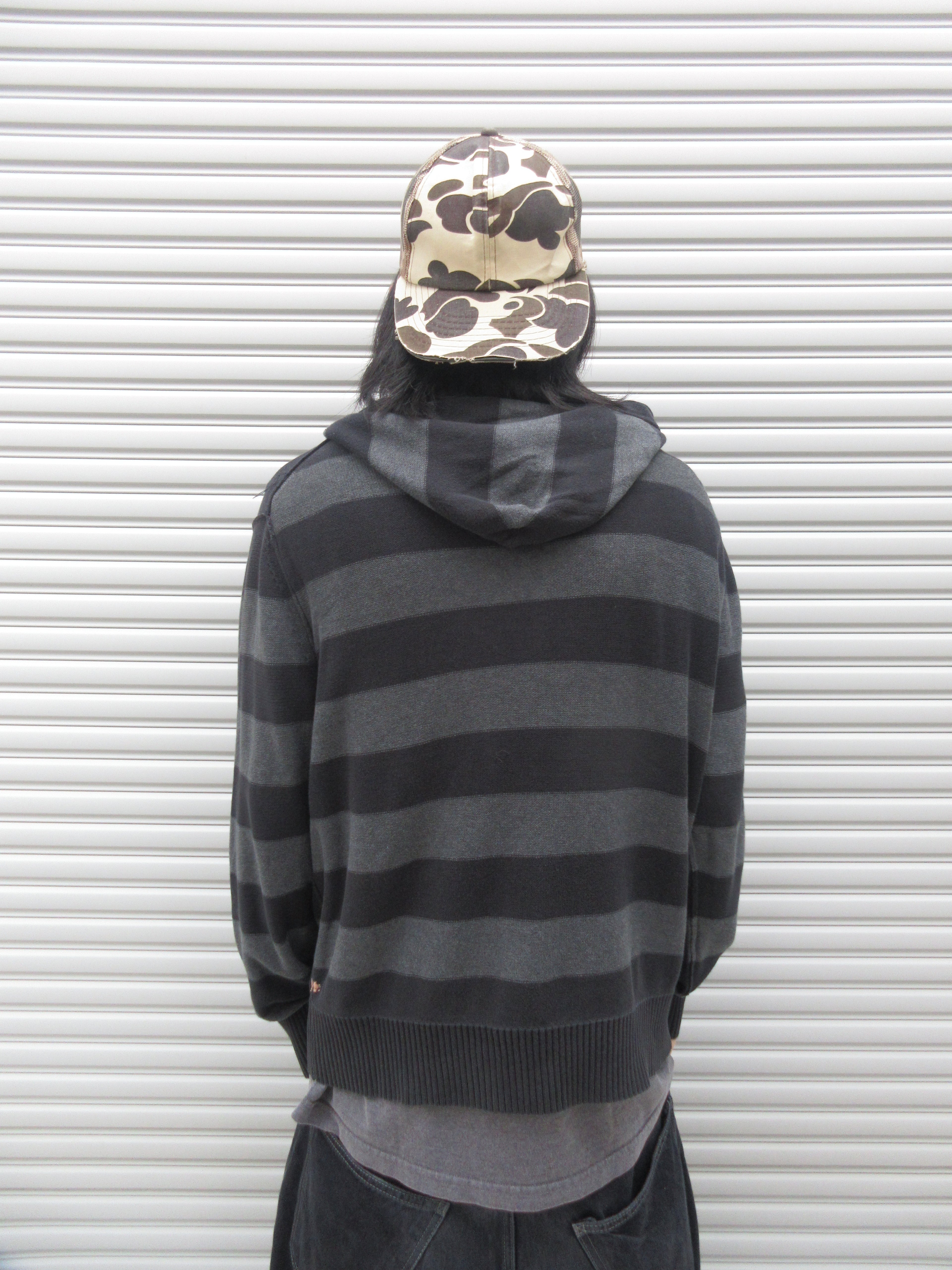 10s AMERICAN EAGLE Zipup Striped Knit Hoodie
