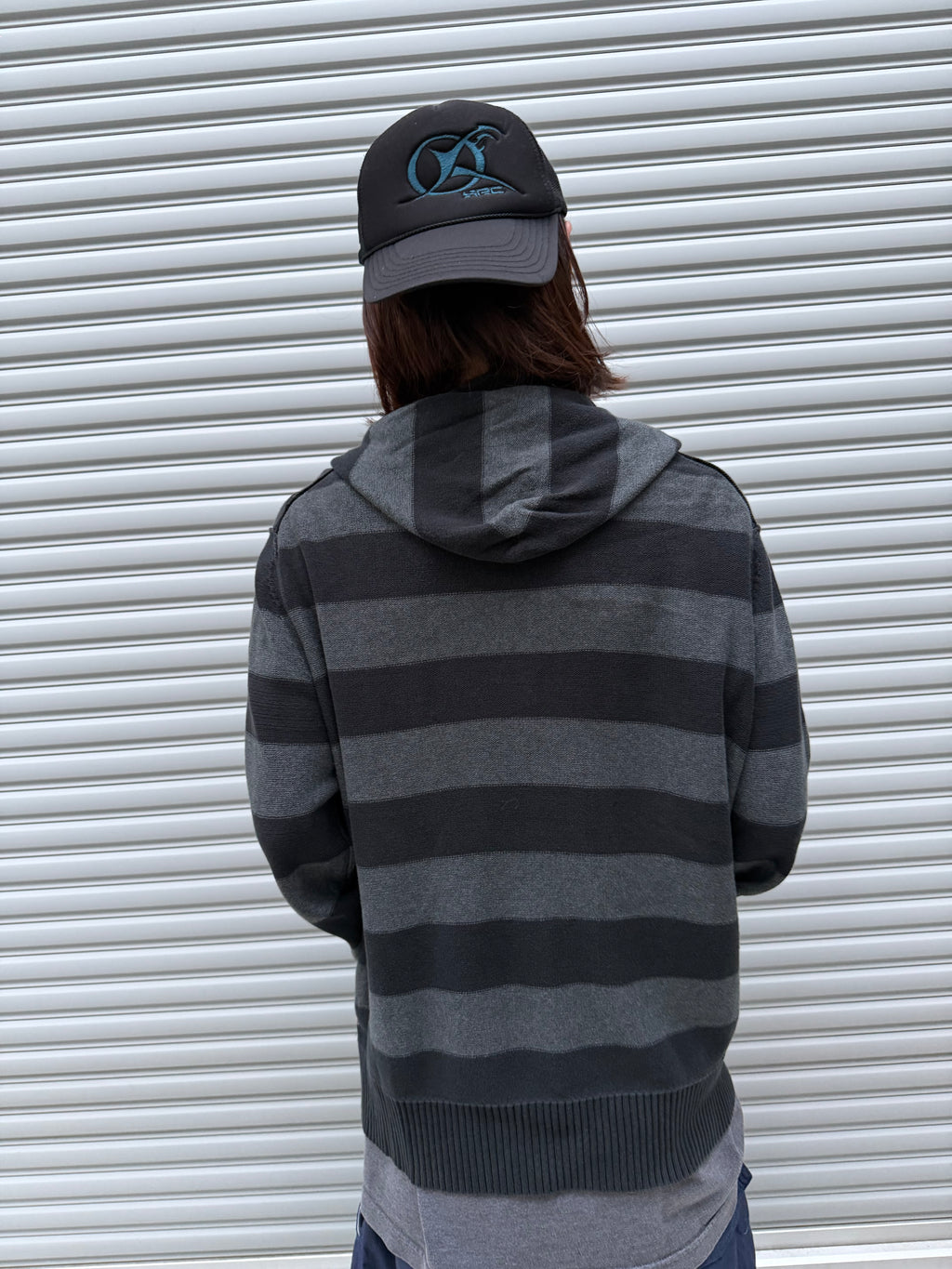 10s AMERICAN EAGLE Zipup Striped Knit Hoodie