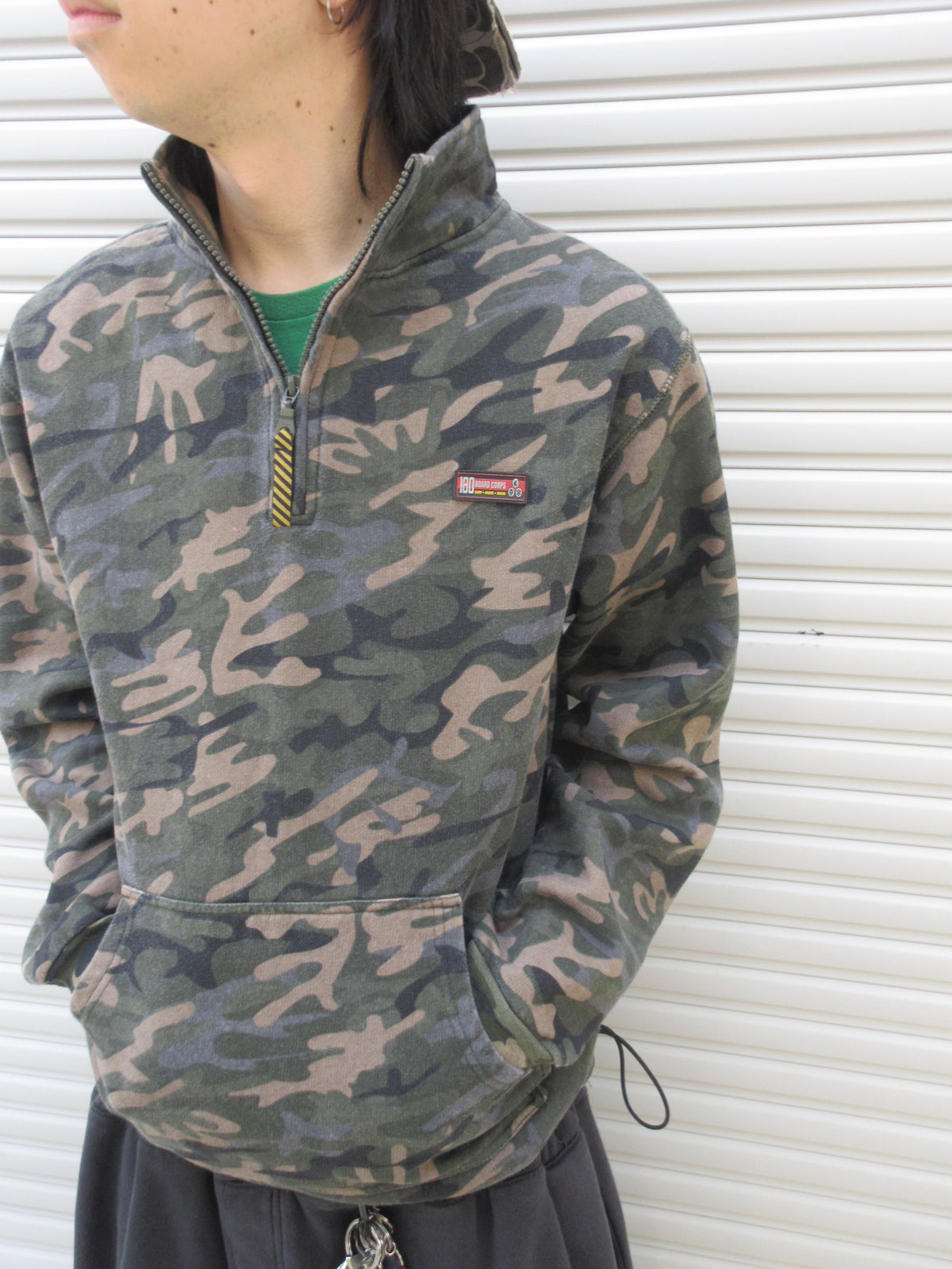 90~00s NO BOUNDARIES Half Zip Camo Sweat Shirts