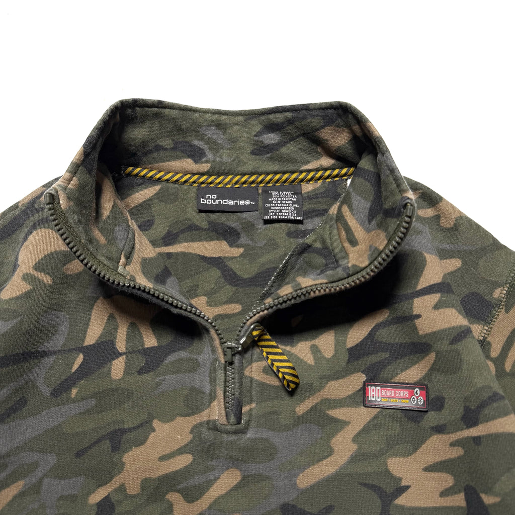 90~00s NO BOUNDARIES Half Zip Camo Sweat Shirts