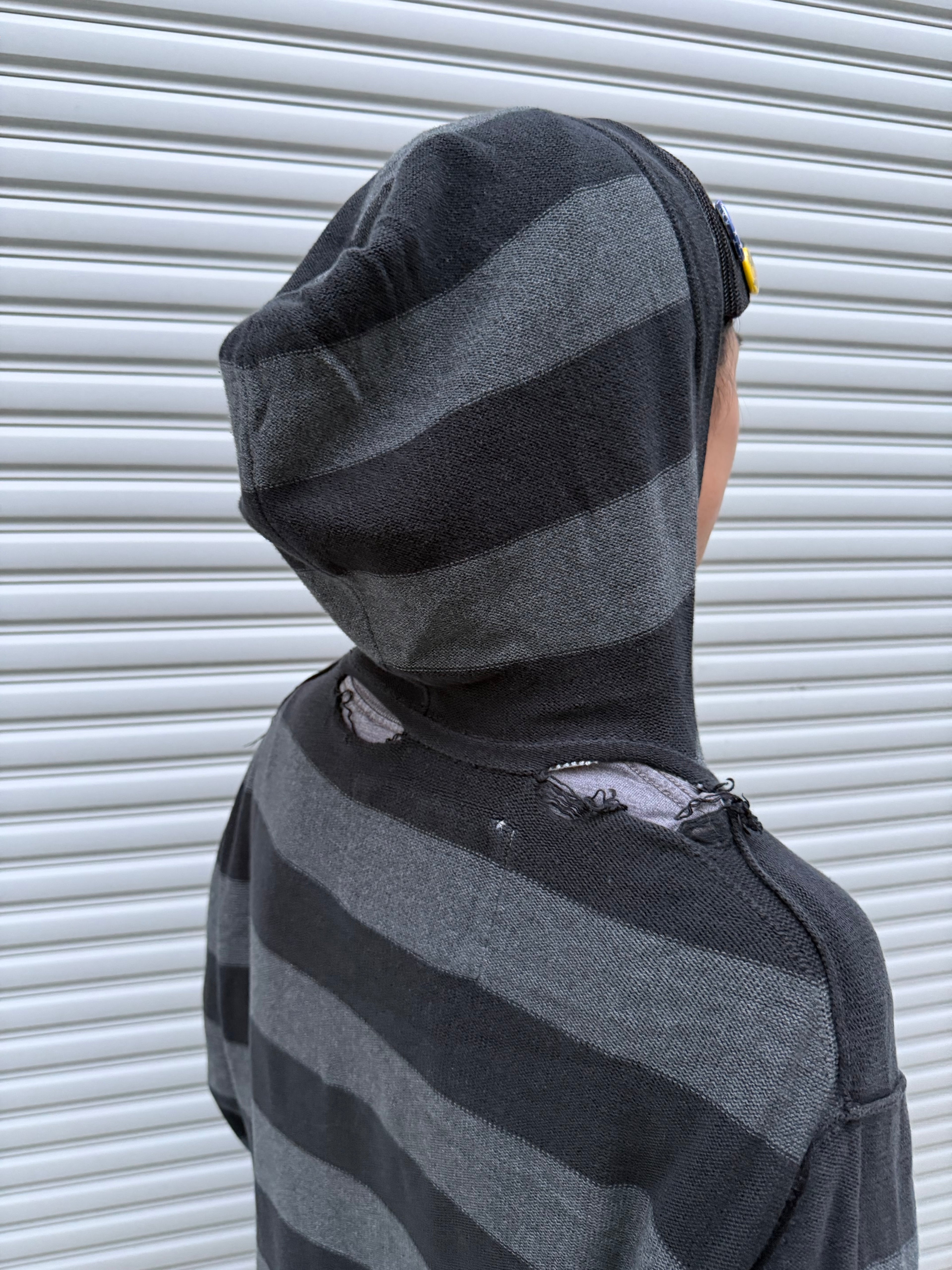 10s AMERICAN EAGLE Zipup Striped Knit Hoodie